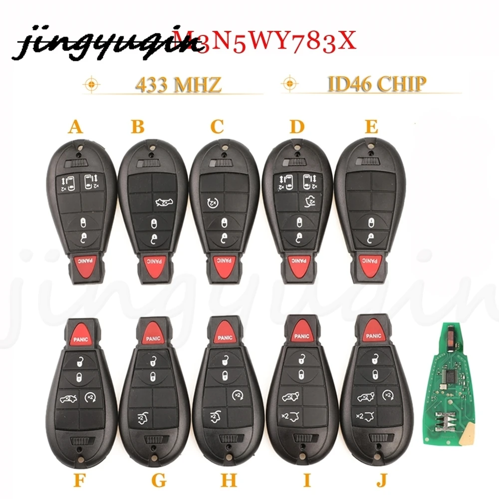 jingyuqin 10pcs 2/3/4/5/6/7 Button Smart Remote Key Fob M3N5WY783X IYZ-C01C 433Mhz pcf7941 For Jeep Cherokee No logo