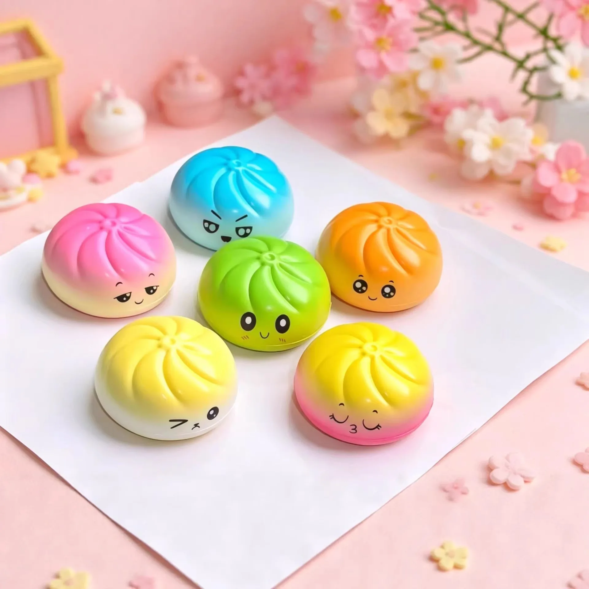 Cross-border steamed buns, pinch music, decompress creative cute expression simulation, big buns, slow rebound, decompression, vent toys