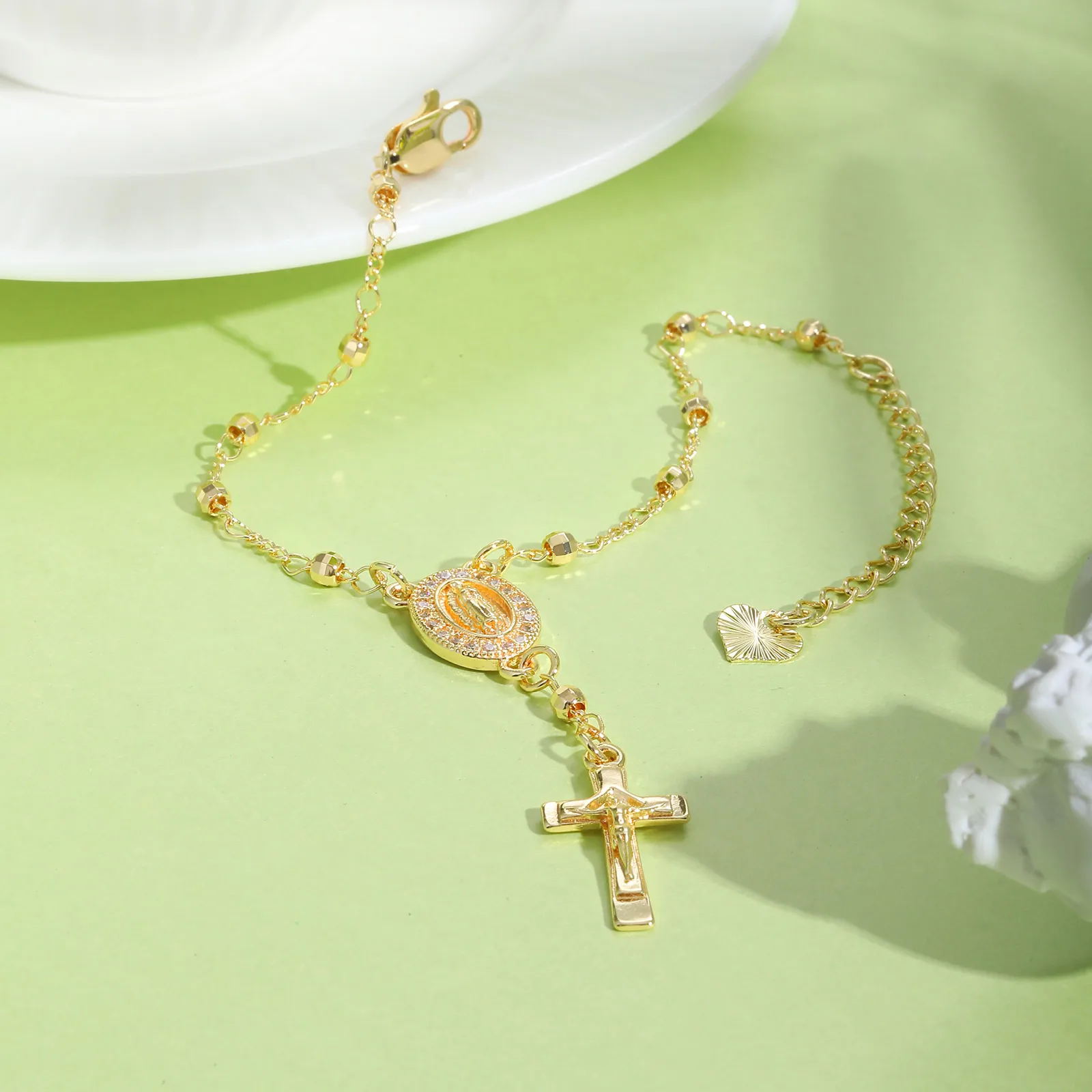  Y-förmige religiöse Jungfrau Maria Perlenkette für Frauen, Heiliger Rosenkranz Kreuz Jesus Anhänger Halskette, Christentum Gebetsschmuck – Detail 10