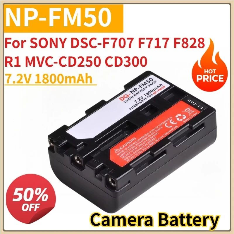 

New Camera Battery NP-FM50 NP-FM30 7.2V 1800mAh For SONY DSC-F707 F717 F828 R1 MVC-CD250 CD300 CD350 CD400 CD500 DSC-S30