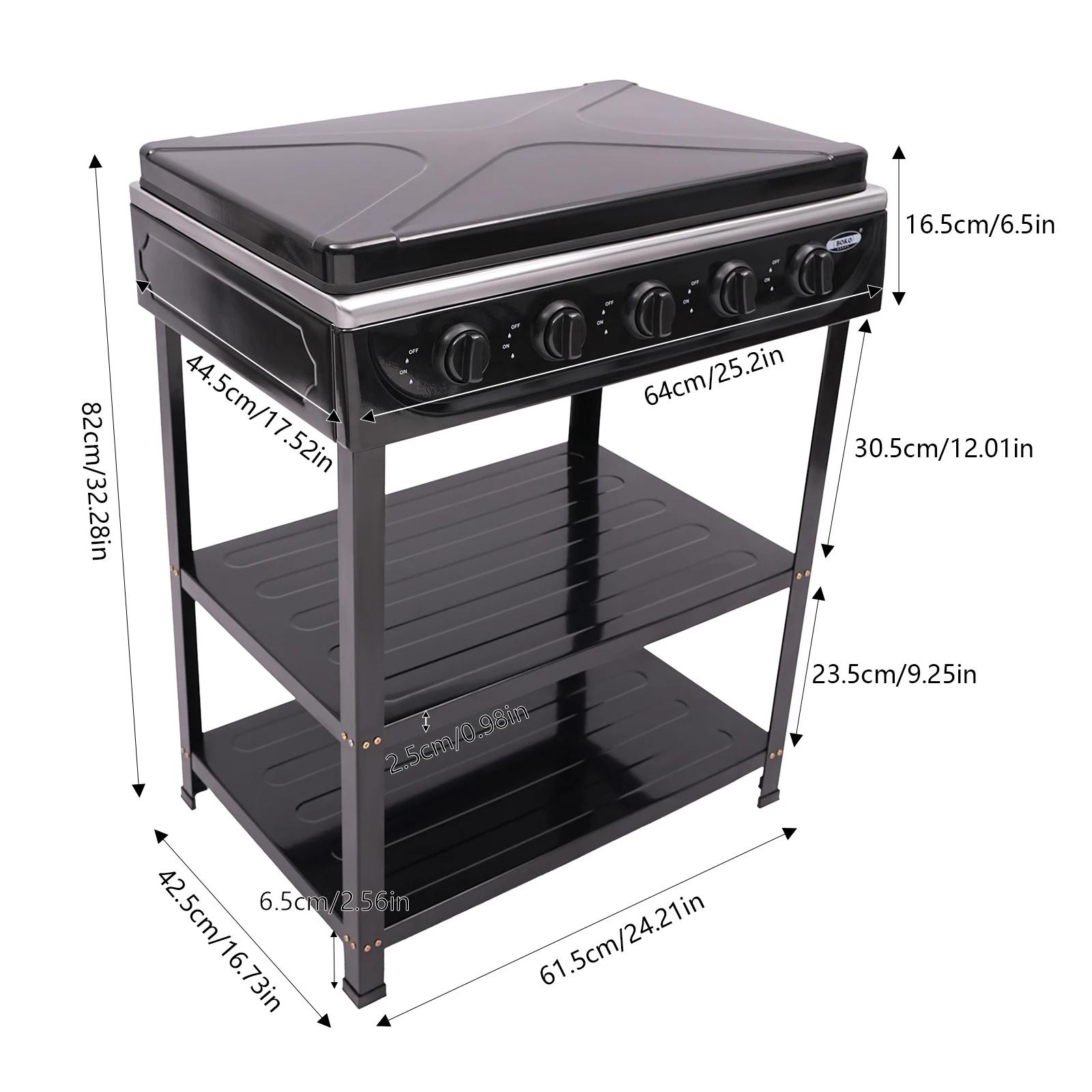 Estufa de Camping de 5 Quemadores con Control Independiente, Estufa de Gas Propano Portátil de 2.5KW con Soporte y Protección Contra el Viento para Cocinar