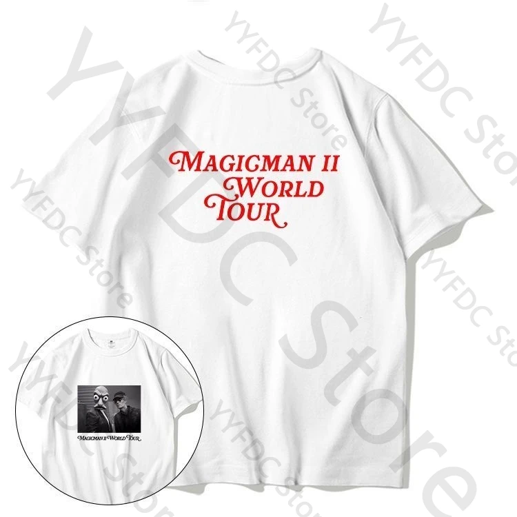 جاكسون وانغ نفس تي شيرت MAGICMAN II جولة حول العالم تي شيرت النساء الرجال عالية الجودة القطن قصير الأكمام المحملة Kpop الحفل المشجعين القمم