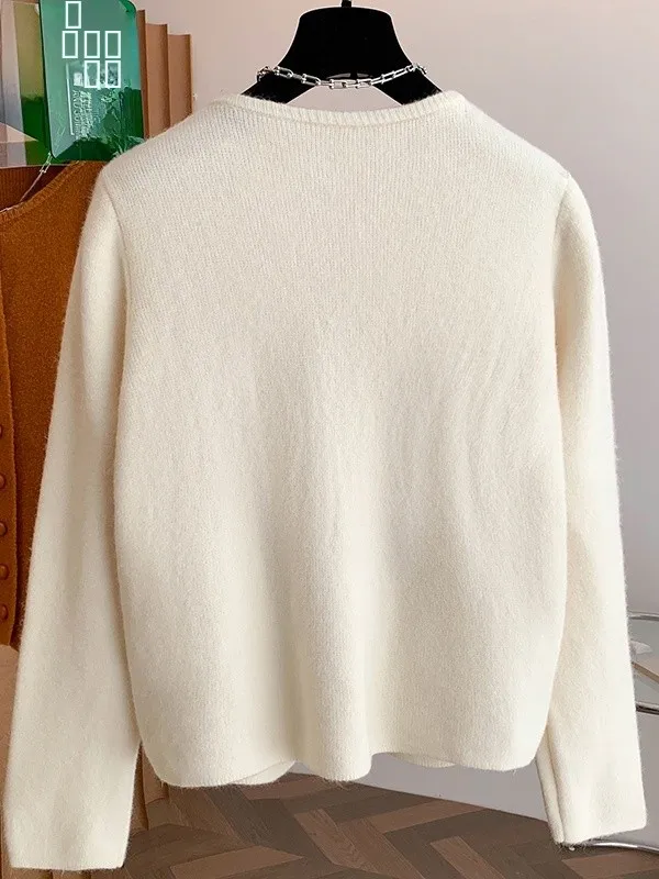 Koreaans Japans high-end groot formaat gebreid open vest dames winter casual verdikte ronde ne-kleur trui Jaet