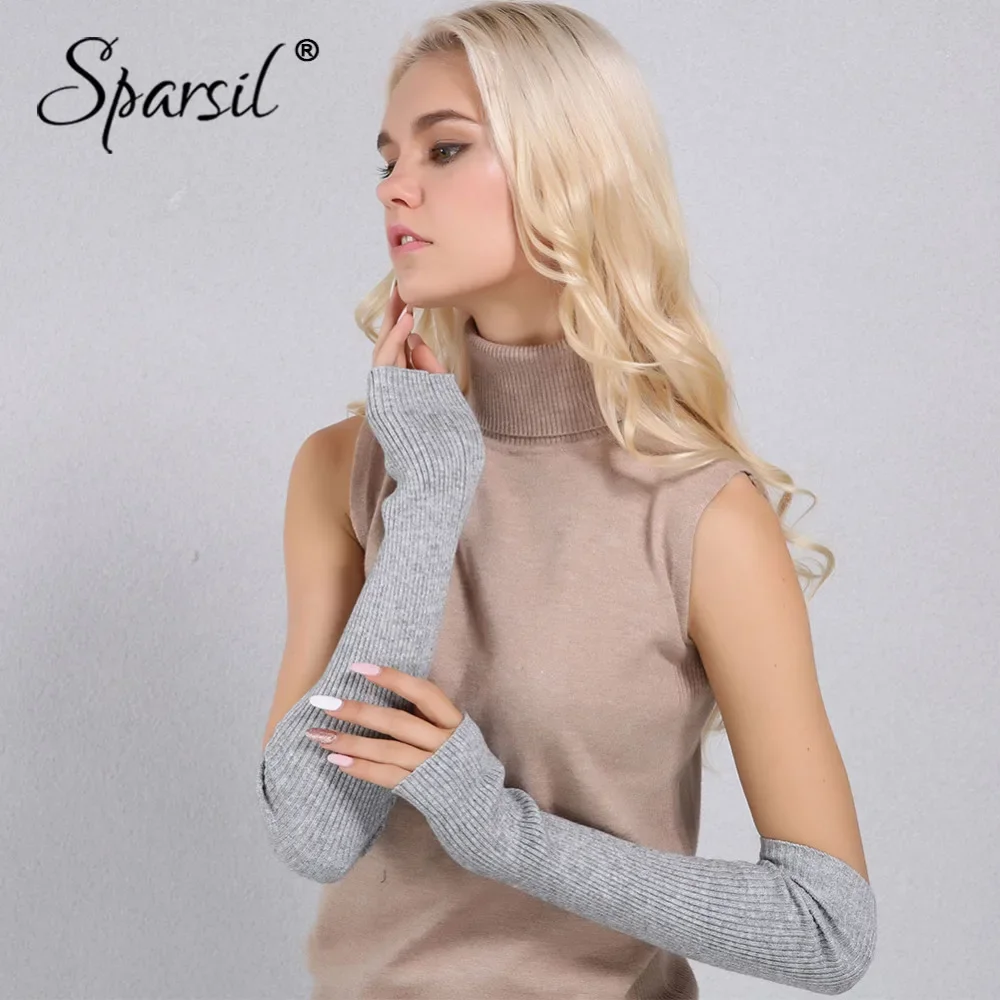 

Sparsil Women Cashmere Fingerless Glove Elastic Knit Warm Elbow Mittens Fake Cuff Cosplay Party Guante Fashion Arm Sleeve Warmer