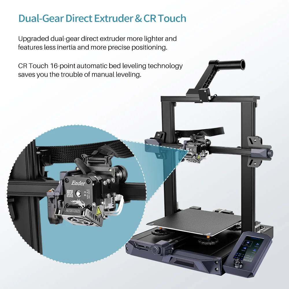 CREALITY 3D Printer Ender-3S1 Dual-Gear Extruder Dual Z-Axis 32Bit Silent High-Precision CR Touch Automatic Bed Leveling