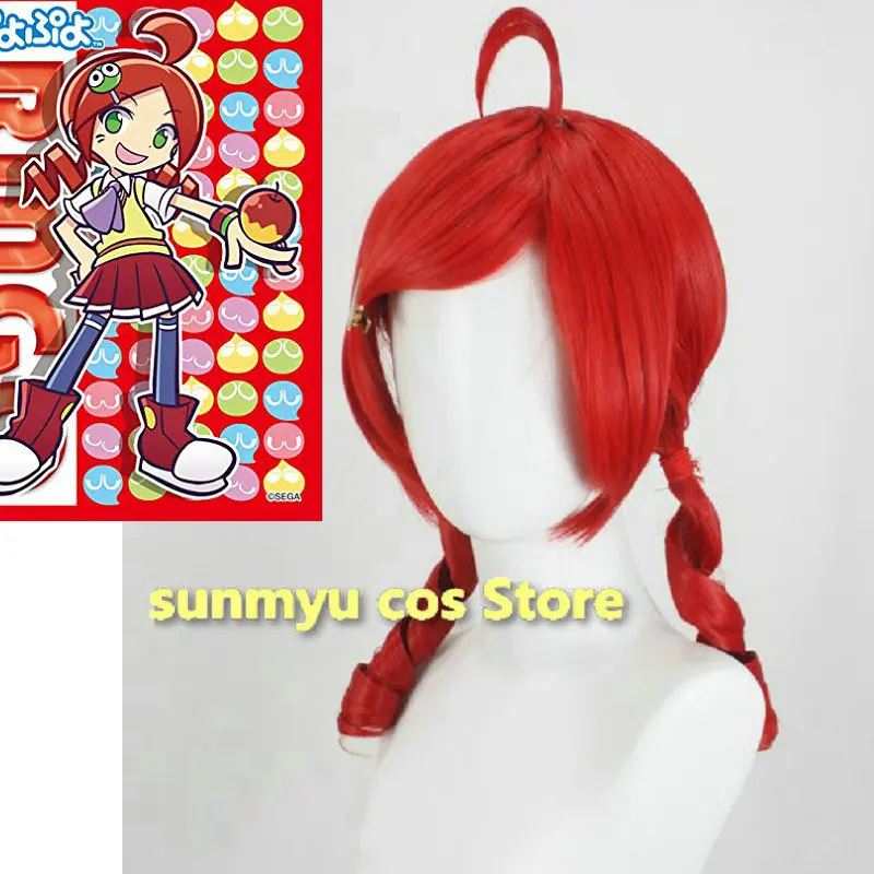 

PUYOPUYO Andou Ringo Косплей Парик Красные волосы