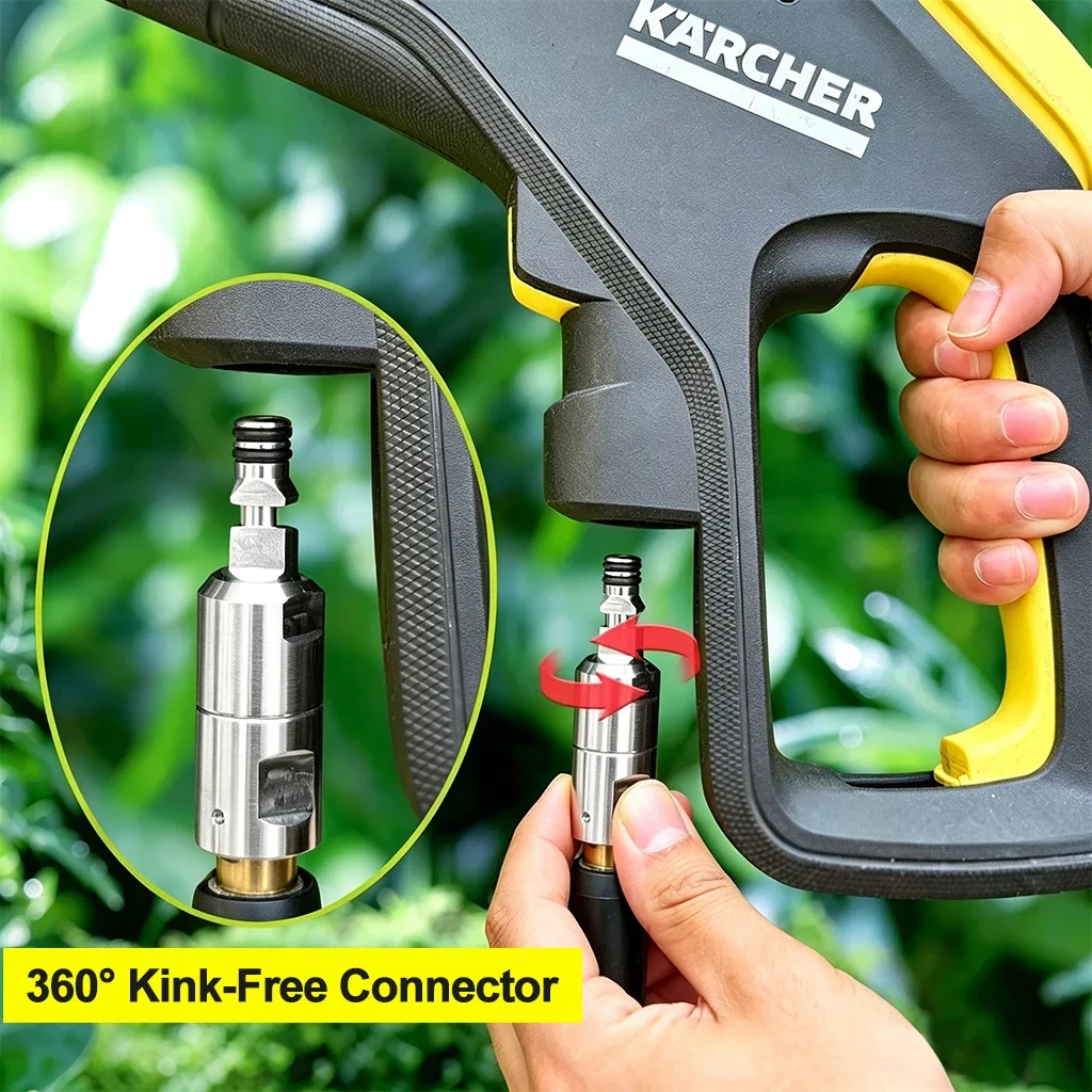 Hochdruckreiniger-Schlauchdrehkupplung, 360° ° Drehbarer Schnellverbinder, Knickfreier Edelstahl-Verbinder für Kärcher, Bosch, AR – Detail 4