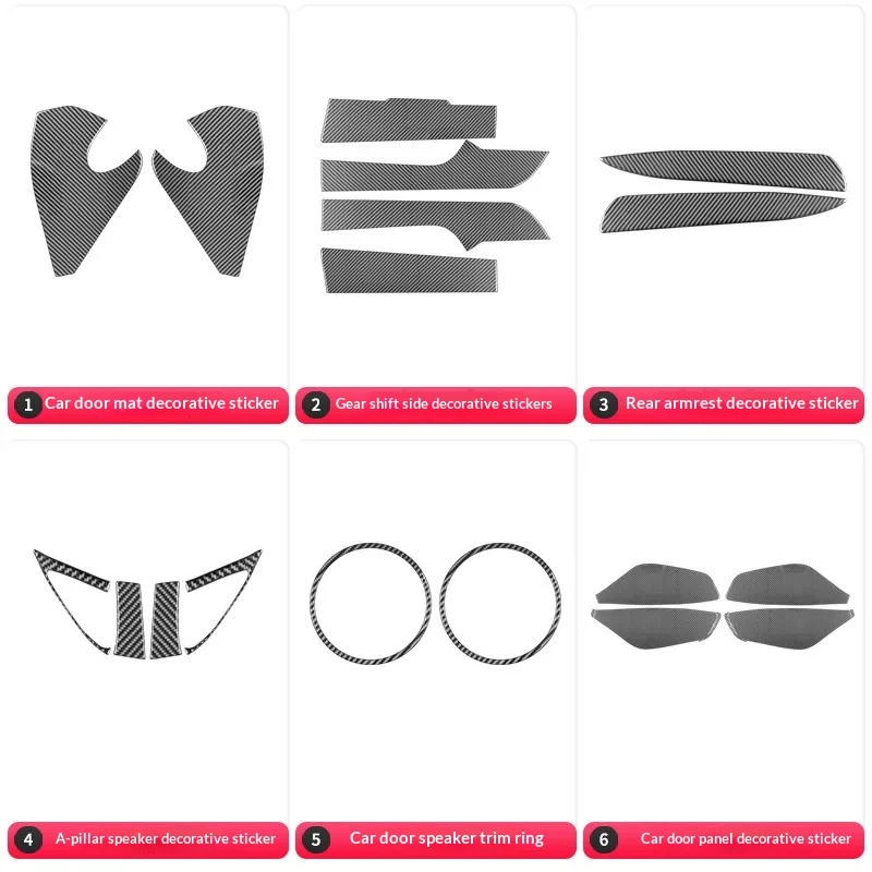 

For 2010-2015 Chevrolet Camaro Carbon Fiber Interior Upgrade Kit Dashboard Door Sun Visor Trim