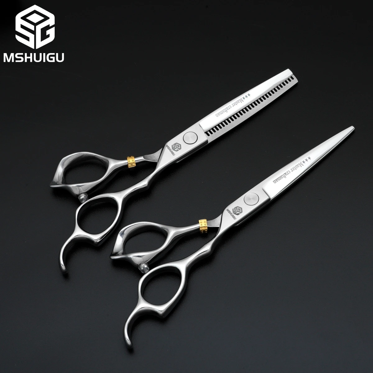 MSHUIGU Professional Barber Scissors Multifunctional Thinning Shears 440C 4 5 5.5 6.5 7 Inch Home Hairdressing Tools for Salon