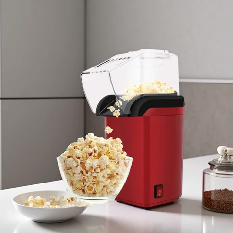 Electric Portable Popcorn Maker Fully Automatic Home Popcorn Popper Hot Air Popcorn Machine Healthy No Oil Mini Popcorn Maker