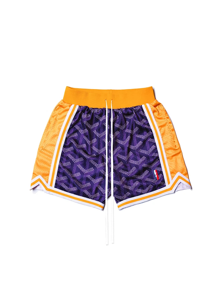 Zooy-Men\'s Vintage Color Block Sport Shorts, Hip Hop, Stripe, Street Fashion, Plus Size, L-9XL