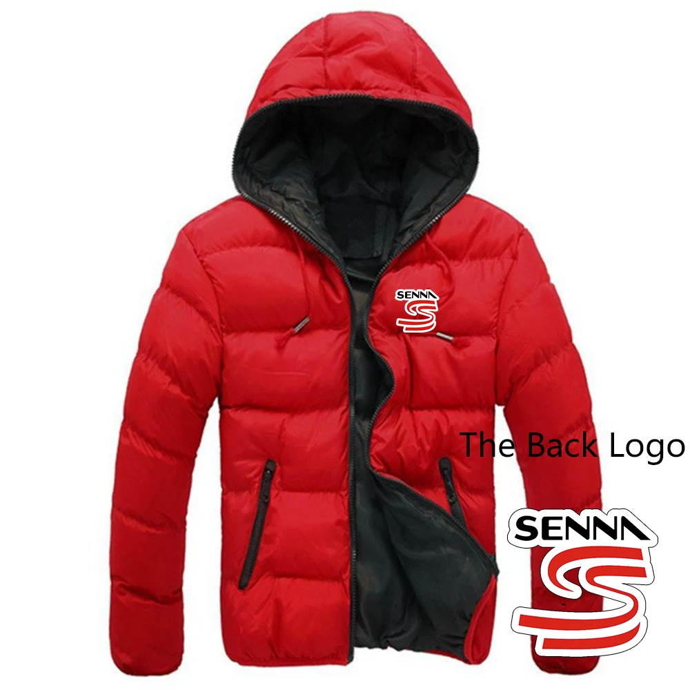 2025-秋と冬の男のプレミアム多用途ジャケットアイルトン・セナロゴプリントホット販売パッド入りパーカークラシックフード付きコート