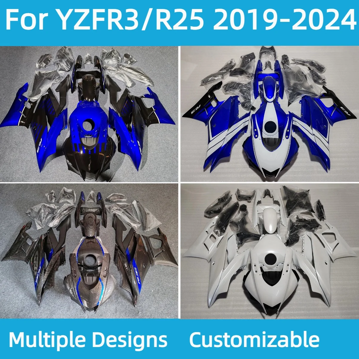 Aftermarket Fairing Kit for YAMAHA YZF R3 R25 2019-2024 Motorcycle Customized ABS Plastic Prime Fairings YZFR3 YZFR25