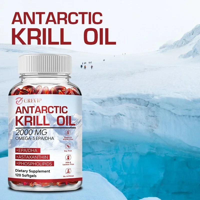 Organic Antarctic Krill Oil Capsules - Nootropic Brain Supplement That Supports Joint and Skin Health