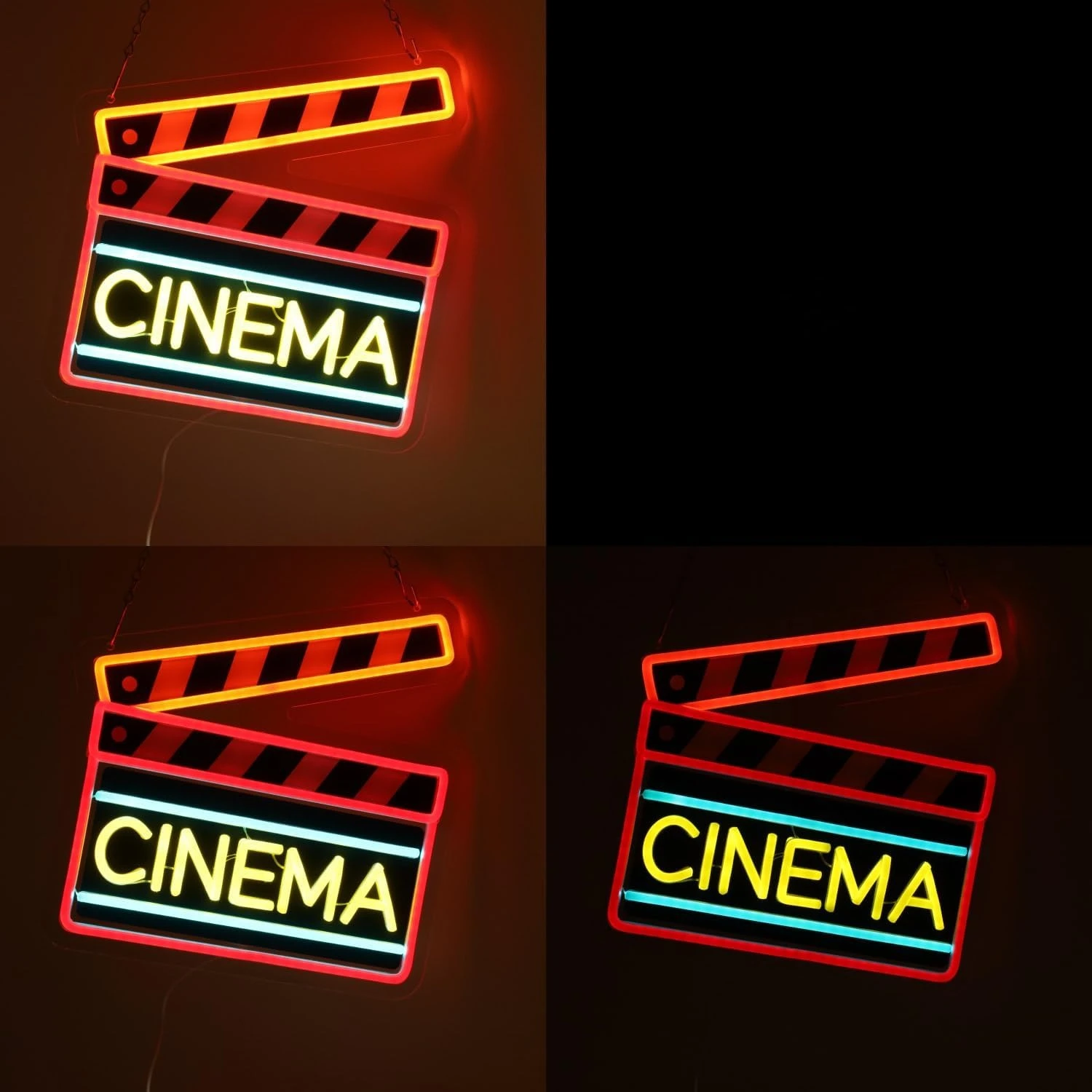シネマクラッパーボードLEDネオンサイン USBネオンライト - Home Cinema Wall Lights のレビューと価格