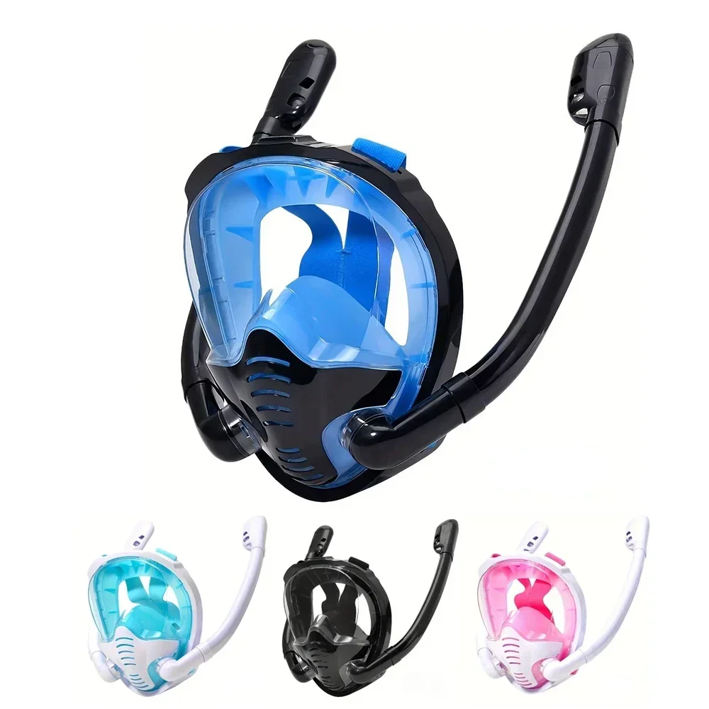 Snorkeling Mask Double Tube Silicone Full Dry Diving Mask Adult Swimming Mask Diving Goggles Self Contained Underwater Breathing