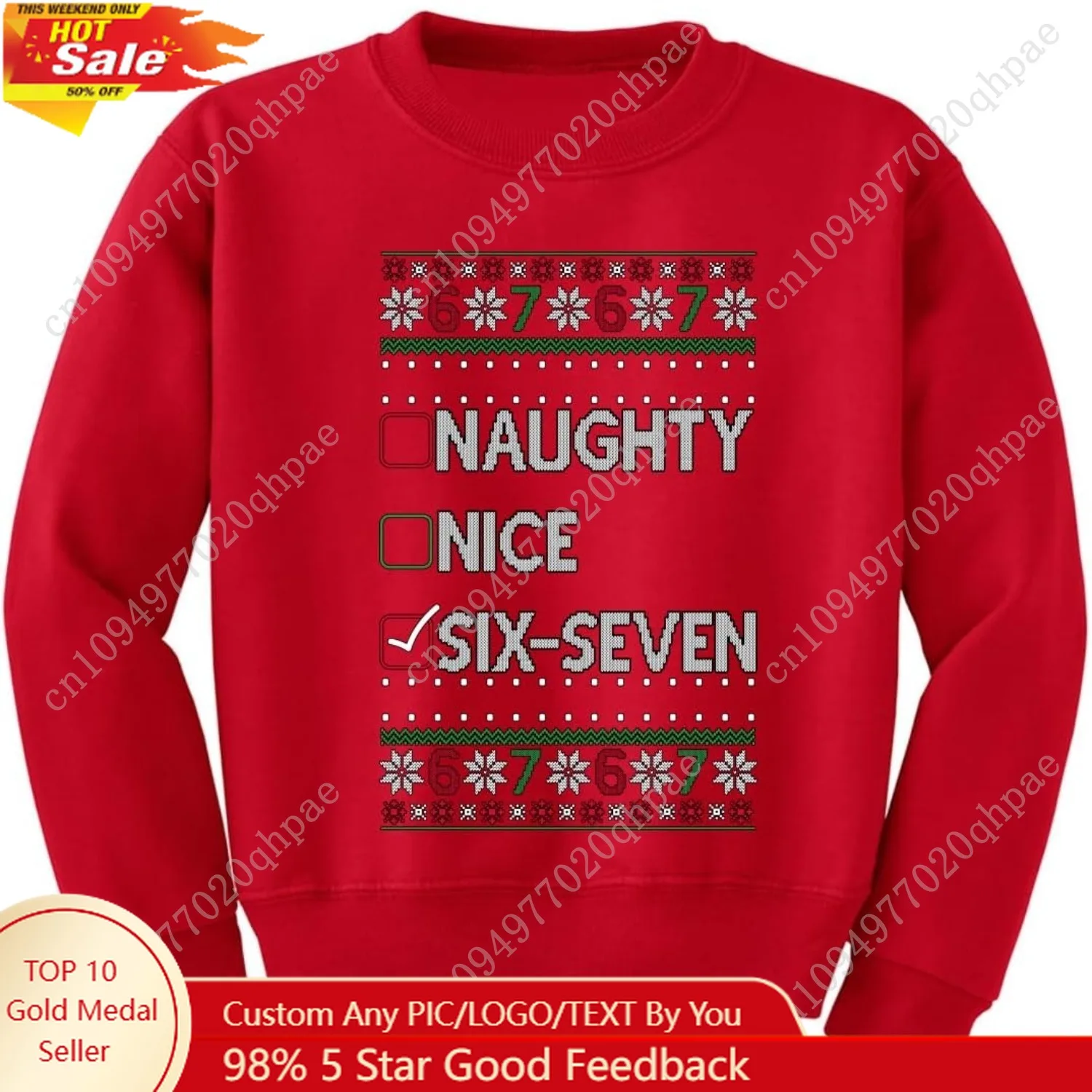 البرية بوبي 67 سترة عيد الميلاد القبيحة لطيفة شقي 6-7 ميمي ستة سبعة للجنسين بنين بنات Crewneck البلوز #1