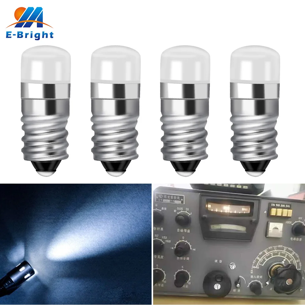 

E10 Miniature Light Bulb E10 Screw LED Bulbs 10-30 Volt AC/DC Flashlight Torch Light Equipment Indicator Landscape Path Light 4X