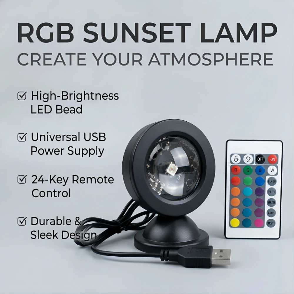 RGB-Projektorlampe, USB, 5 V, Nachtlicht mit Fernbedienung, 16 Farben, für Party-Dekoration, Schlafzimmer, Weihnachtsbeleuchtung