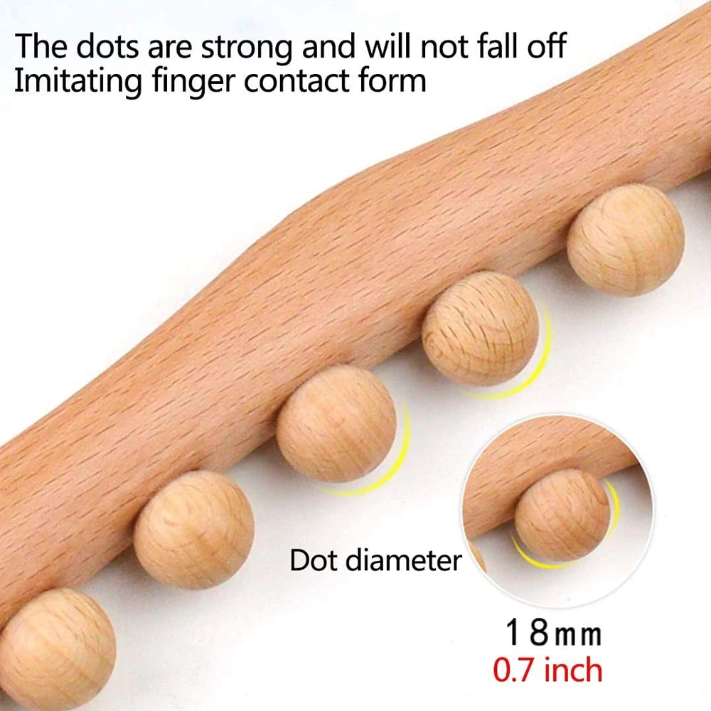 8/20 Beads Massager for Body Natural Carbonized Wood Scraping Massage Stick Back Massager SPA Therapy Tool Point Treatment Relax