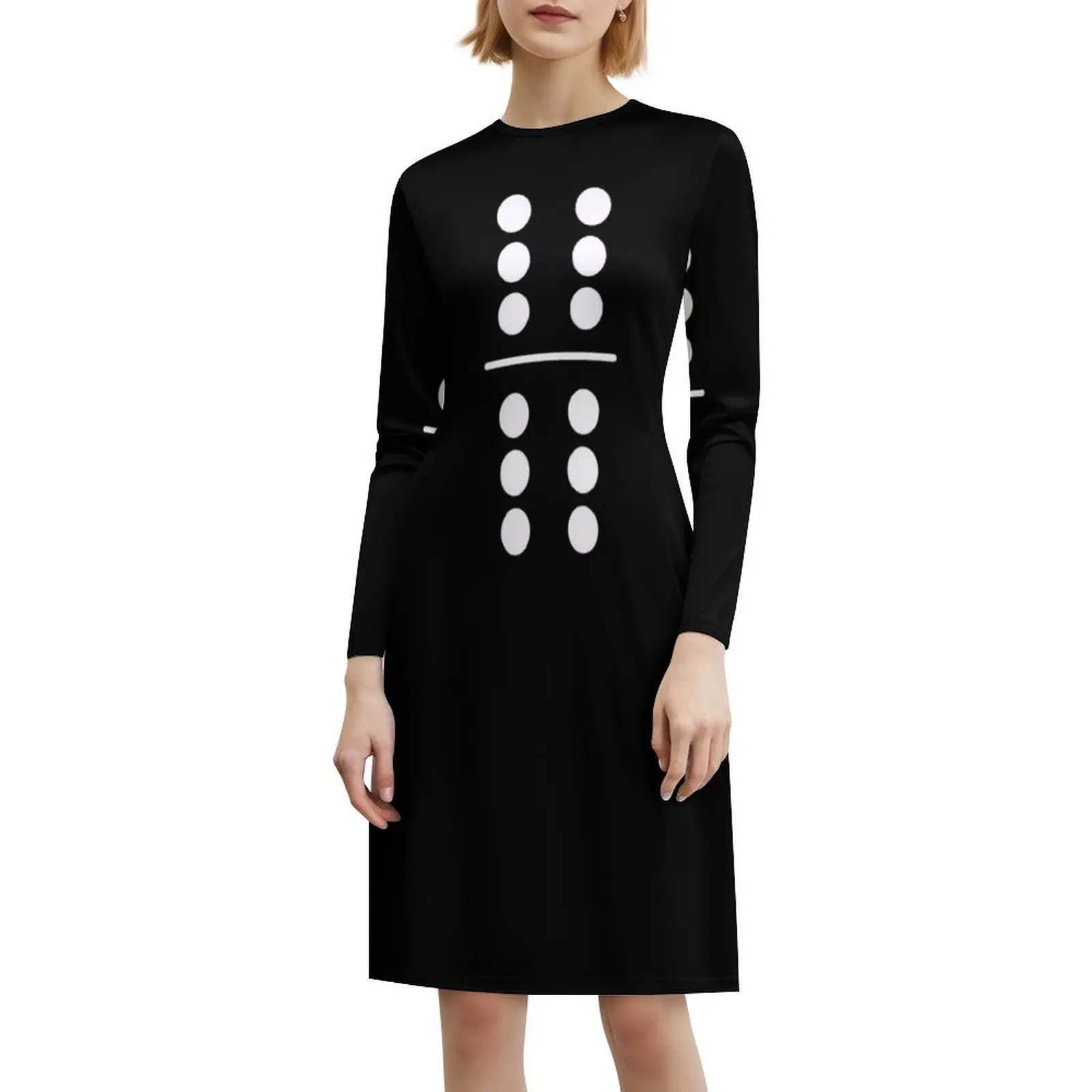 Traje de dominó 6-6 duplo seis simples feminino elegante vestido de festa vestido linha a com opções curtas/longas/sem mangas jogo de dominó