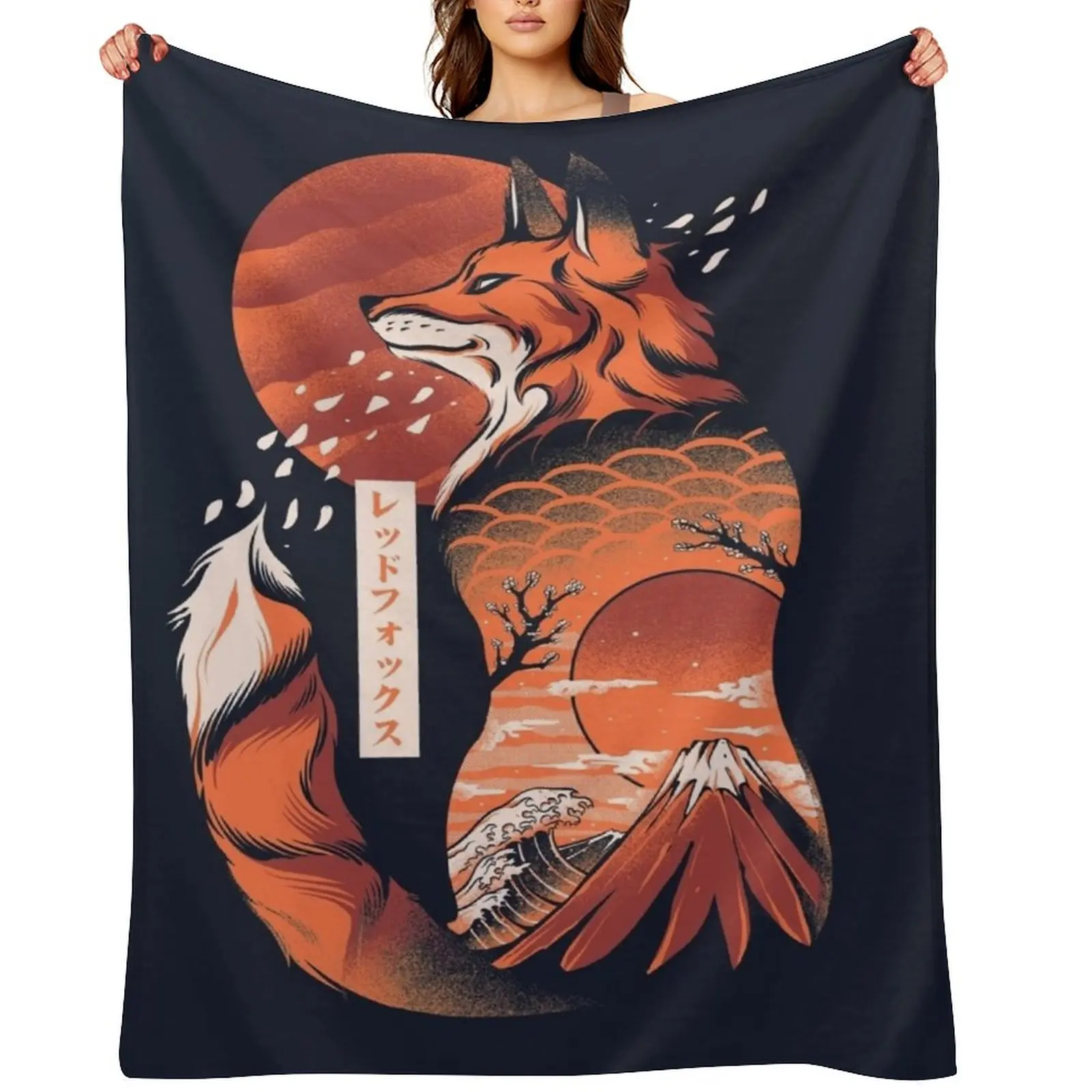 

Japanese fox Throw Blanket Sofa blankets and throws Baby Blankets