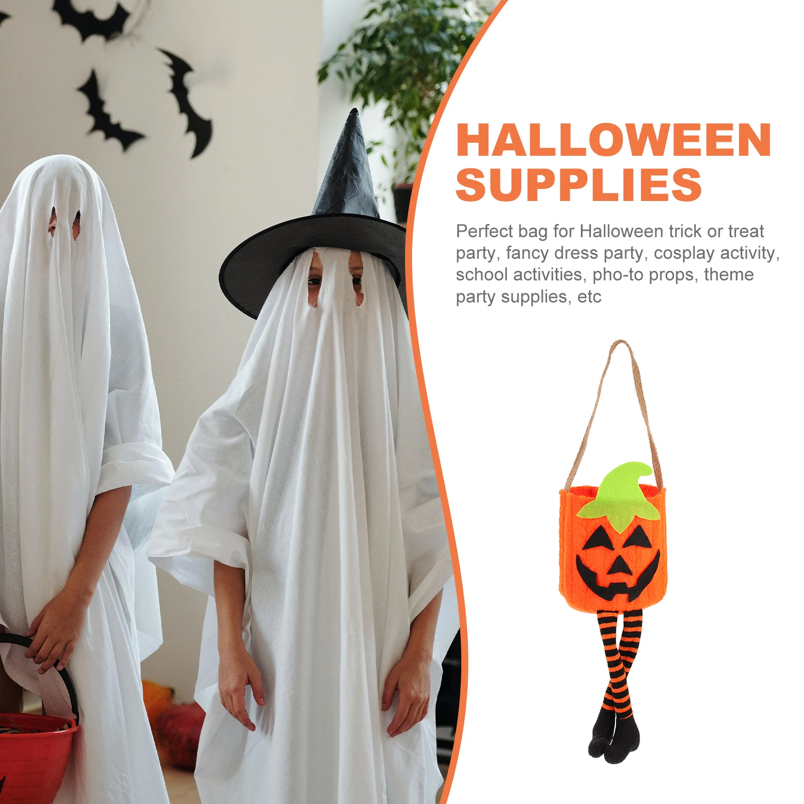 

Pumpkin Bag with Legs Halloween Gift Container Candy Buckets Treat Bags Decorate Holder Cloth