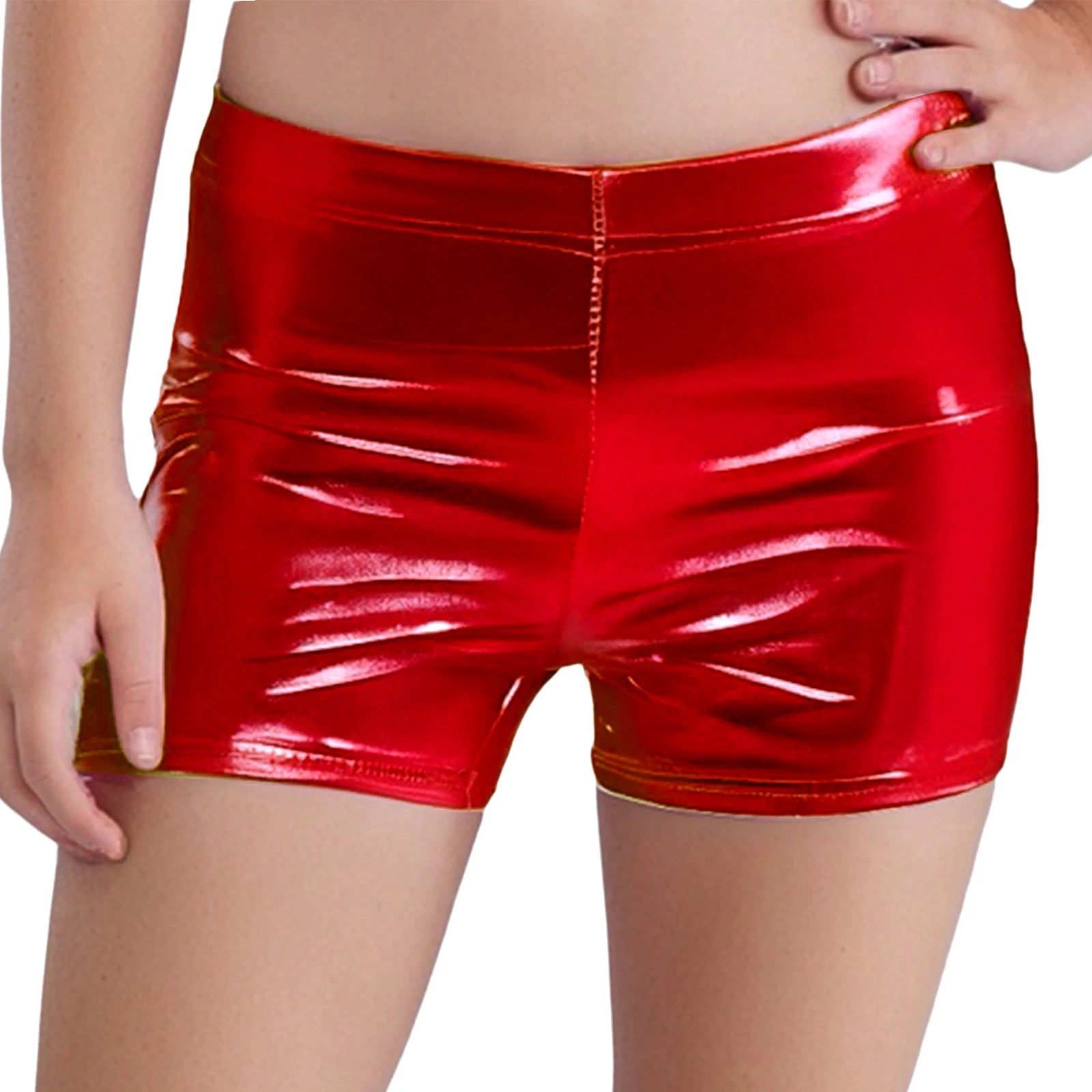

Kids Girls Boys Jazz Dance Stage Performance Party Costume Metallic Shiny Shorts Unisex Children Elastic Waistband Boxer Shorts