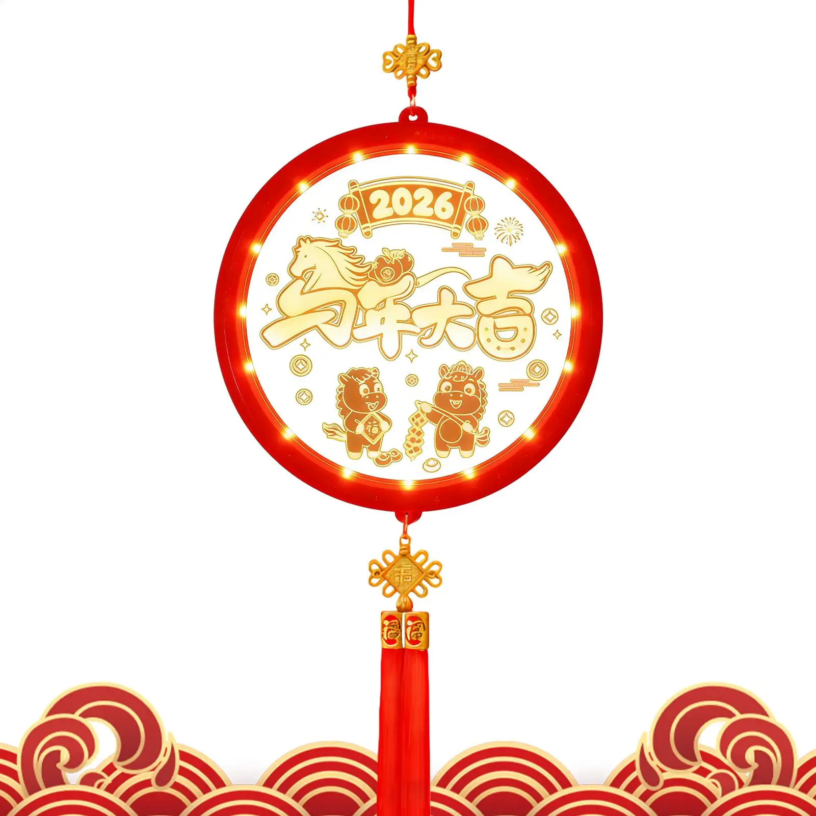 

Decorative Lights 2026 Year Of The Horse Led Lights Pendant Good Luck Ornaments For Car Windowsill Bedroom Balconies Doorways