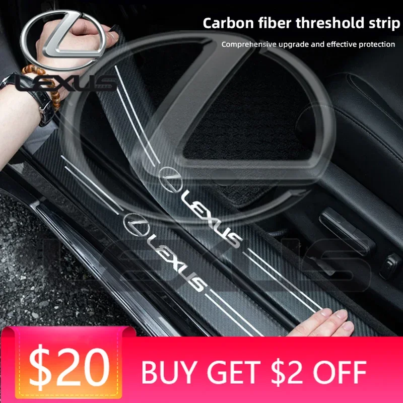 

Emblems 4Pcs Car Door Sill Stickers Anti Scratch Protection Accessories For Lexus IS250 IS300 ES300 CT200h GX460 LX570 NX300 ES2