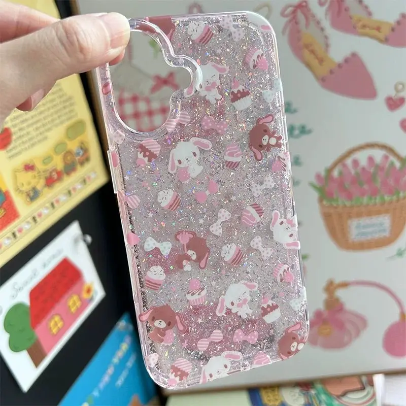Sanrio Sugarbunnies Kawaii Capa de telefone adequada para iPhone 16 15 14 Pro Série de camada dupla Capa protetora de telefone Presente de feriado