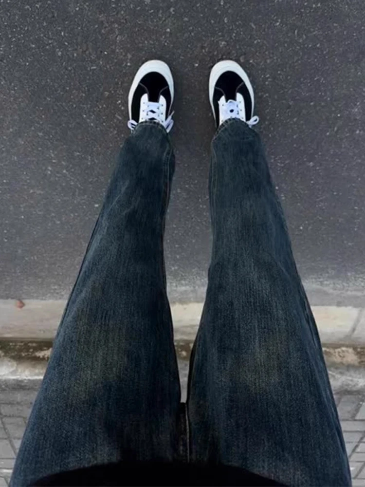 

Retro Washed Blue Jeans Men's Thin Straight Fit Slimming High Street American Style Autumn Straight Leg Jeans