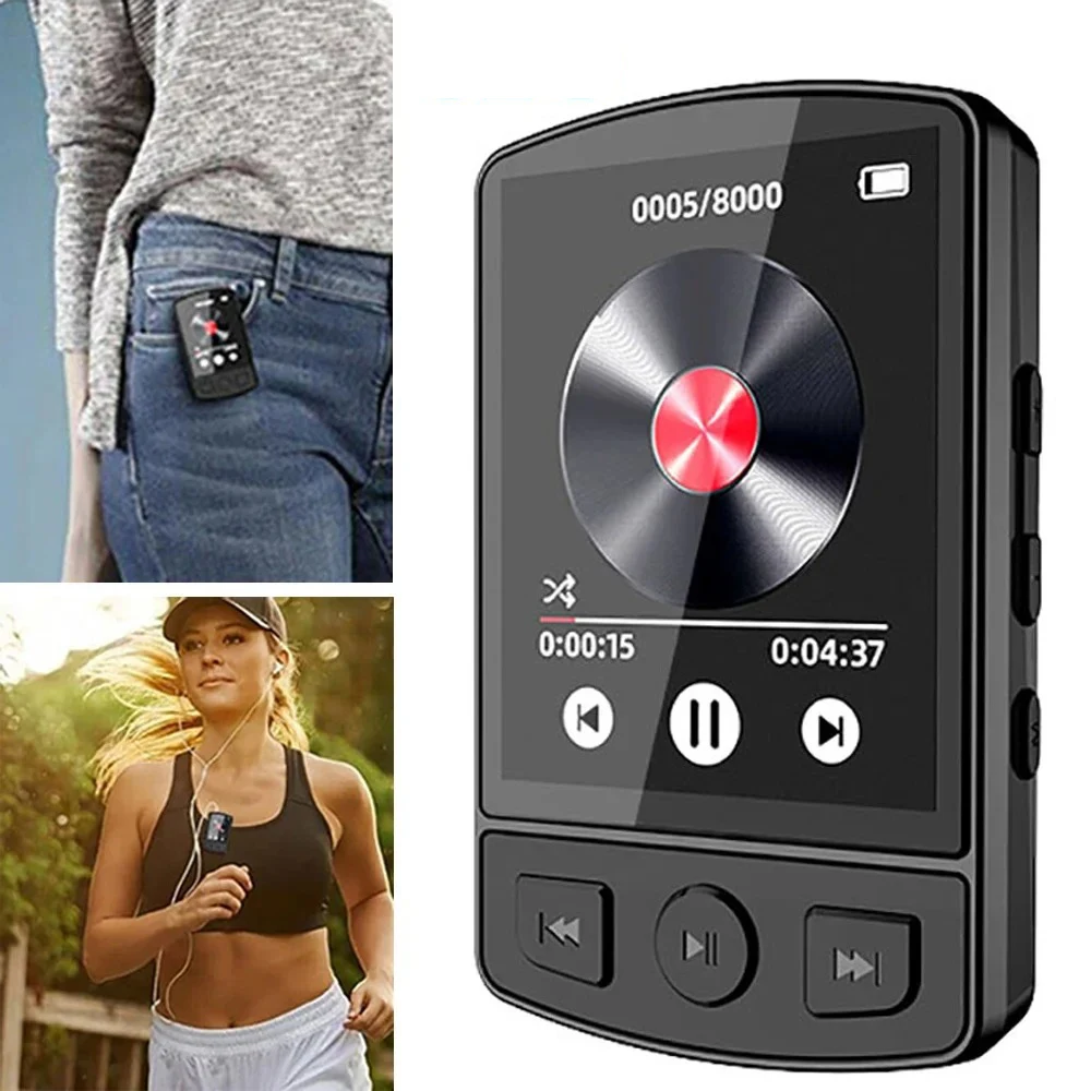 مشغل MP3 محمول مشبك رياضي وكمان HiFi مشغل صوت بلوتوث FM محول الصوت طالب وكمان شاشة 1.8 بوصة ,Portable MP3 Player Sport Clip Walkman HiFi Sound Player Bluetooth FM Audio Adapter Student Walkman 1.8 Inch Screen