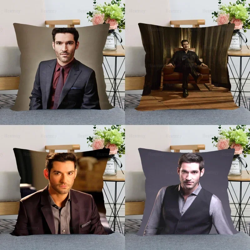 

Lucifer Tom Ellis Pillow Cover Bedroom Home Decorative Pillowcase Square Zipper Pillow Cases Satin Fabric Eco-Friendly 0508
