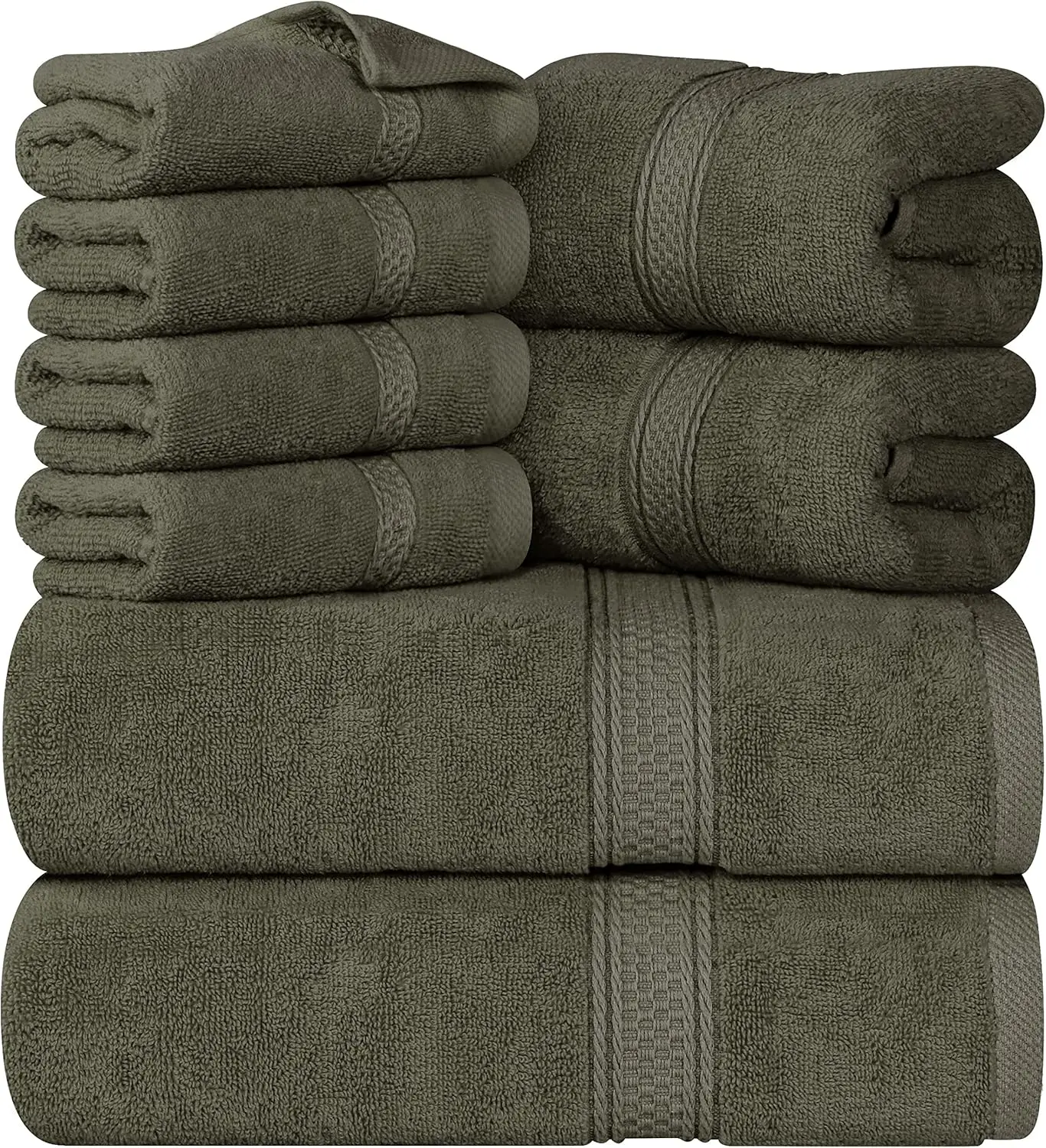 

8 pack Towel Set, 2 Bath Towels, and 4 Wash Cloths, 600 GSM 100 Ring Spun Cotton Highly Absorbent Towels