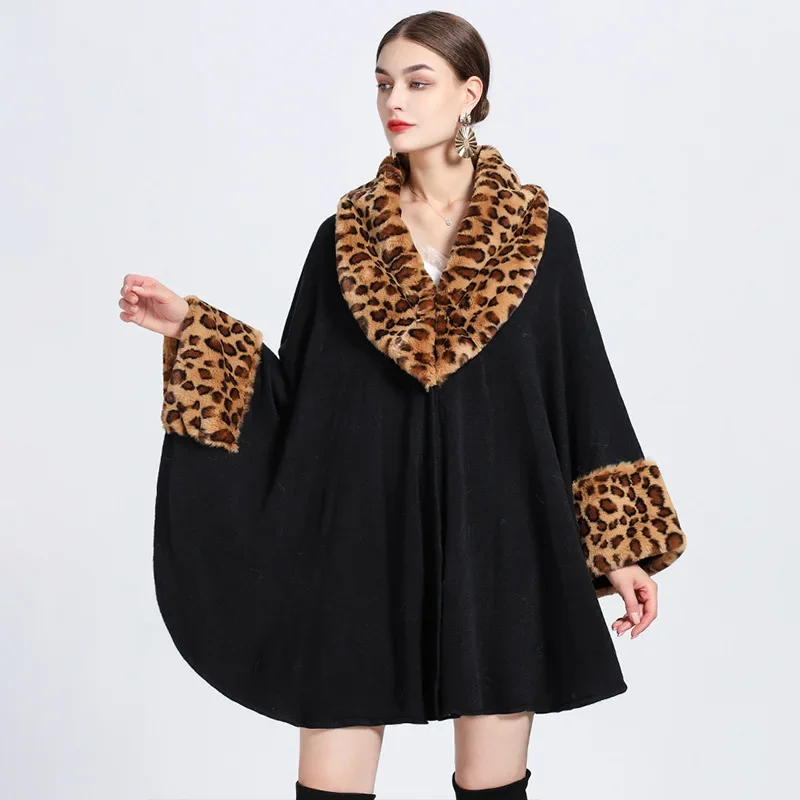 ฤดูใบไม้ร่วงฤดูหนาวใหม่เลียนแบบ Otter กระต่ายขนสัตว์ Shawl เลียนแบบแคชเมียร์เสื้อสเวตเตอร์ถักผู้หญิง Poncho Lady Capes เสื้อคลุมสีแดง