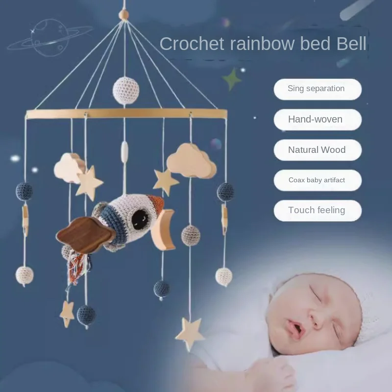 BE18: Giocattolo con sonaglio in legno per bambini 0-12 mesi, mobile con carillon per neonato, giocattoli da appendere con campanello da letto, set di giocattoli per culla, regalo per la cameretta dei bambini