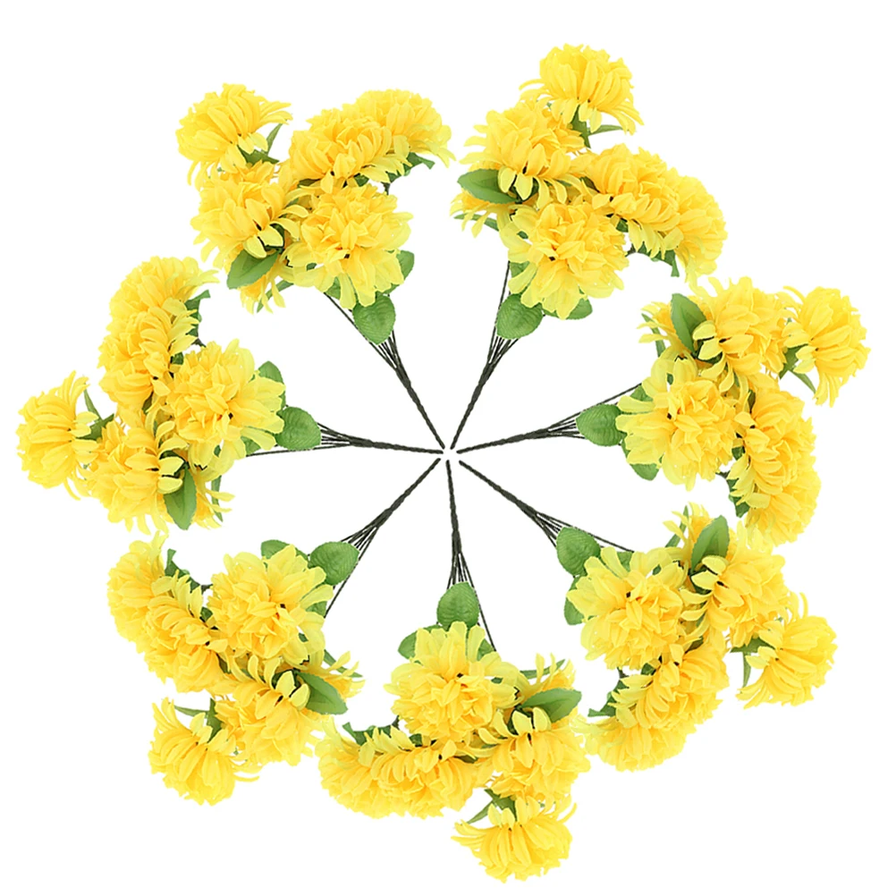 

7 Pcs Simulated Chrysanthemum Bouquet Cemetery Flowers Fake Decorations for Grave Graves Outdoor