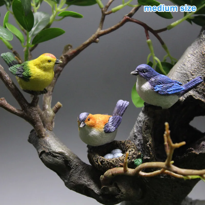 4PCS Mini Bird Figure Model Cartoon Resin Crafts DIY Plant Bonsai Figurines Fairy Garden Dollhouse Miniatures Decor