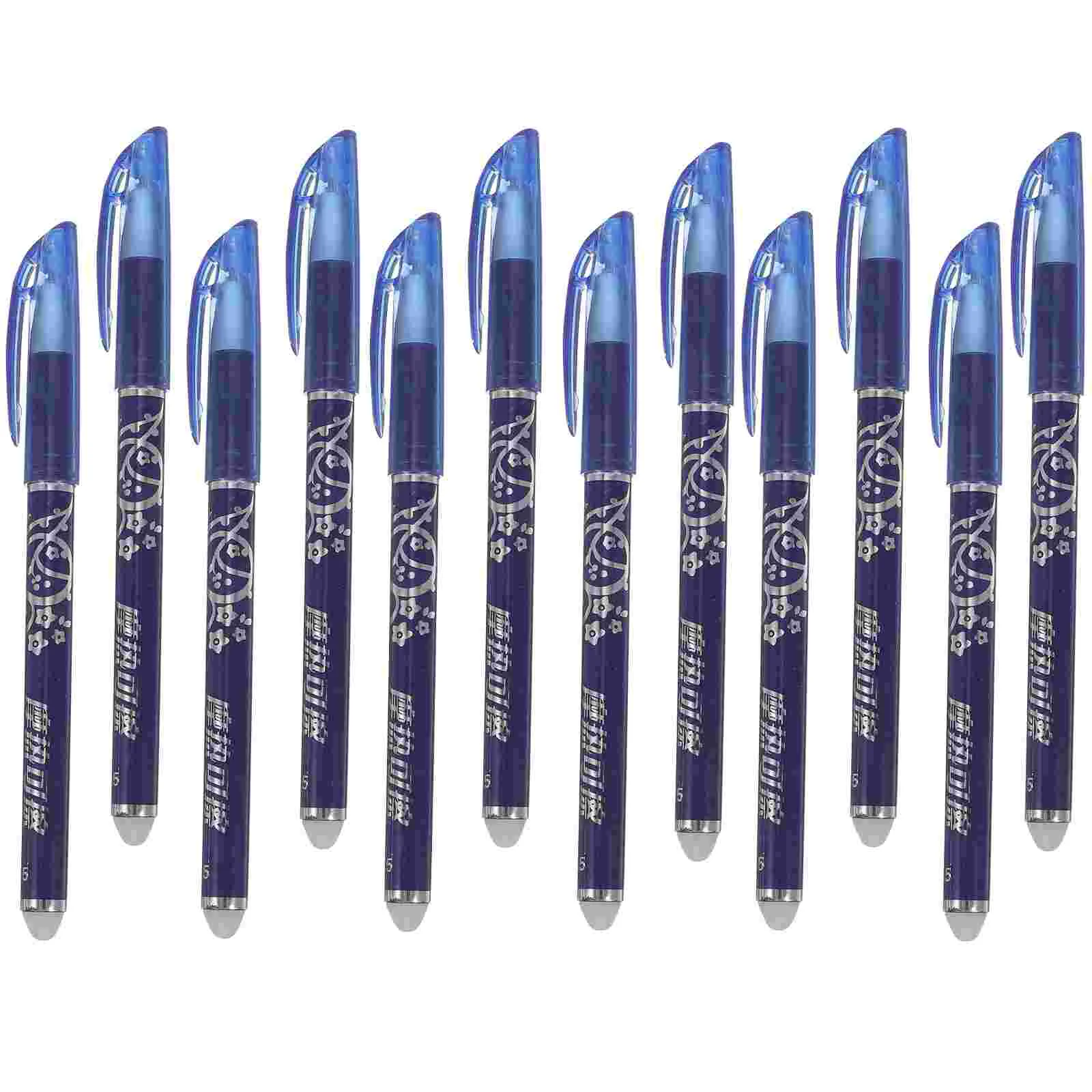 

12 Pcs Erasable Pen Blue Pens Ink Bulk Fine Tip 05 Mm Eraser Point Child Chinese