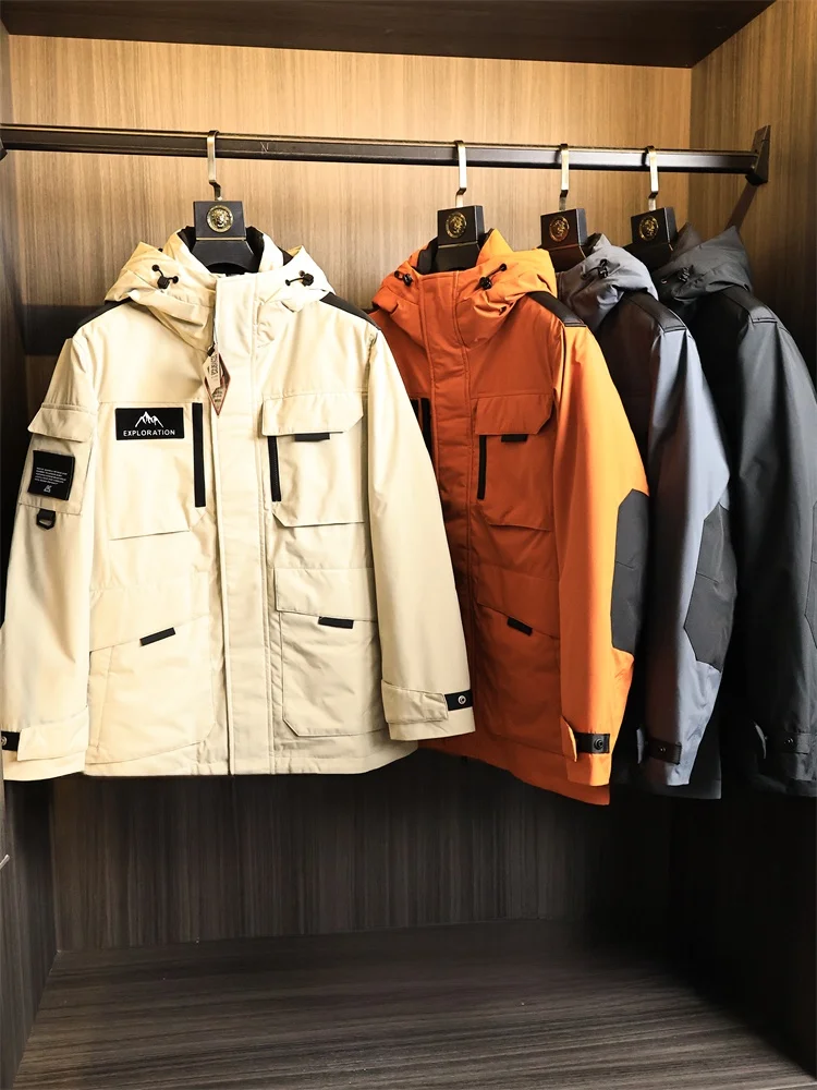 

Мужская пуховая куртка с капюшоном High-Loft 90 Du, ветрозащитная, водонепроницаемая, теплая, для улицы, Faion Urban Sle Thiened, полиэстер F...