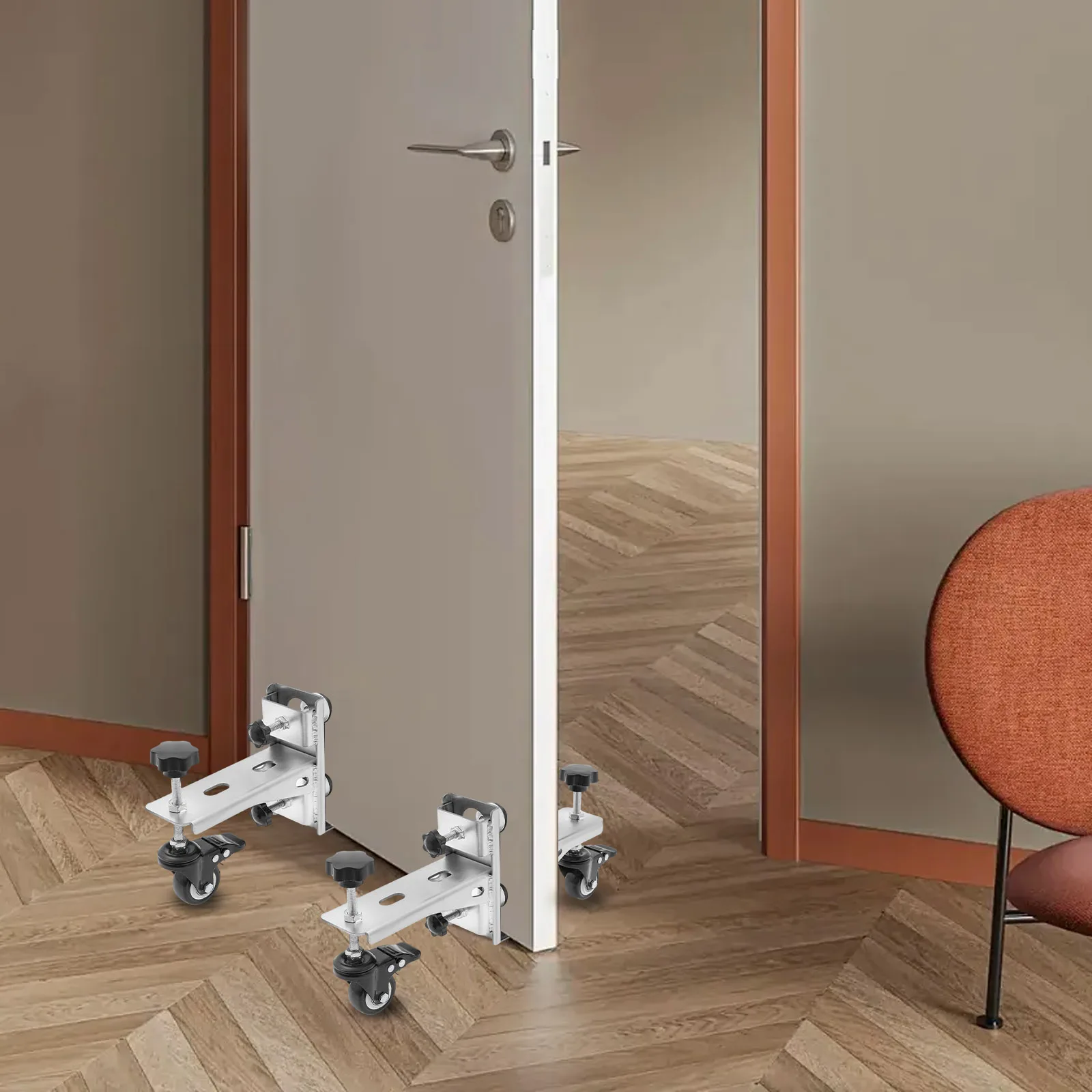 Herramienta de instalación de puertas de 2 piezas, Kit de instalación de puertas de transporte de paneles pesados con 4 soportes de placa de presión de 300 libras