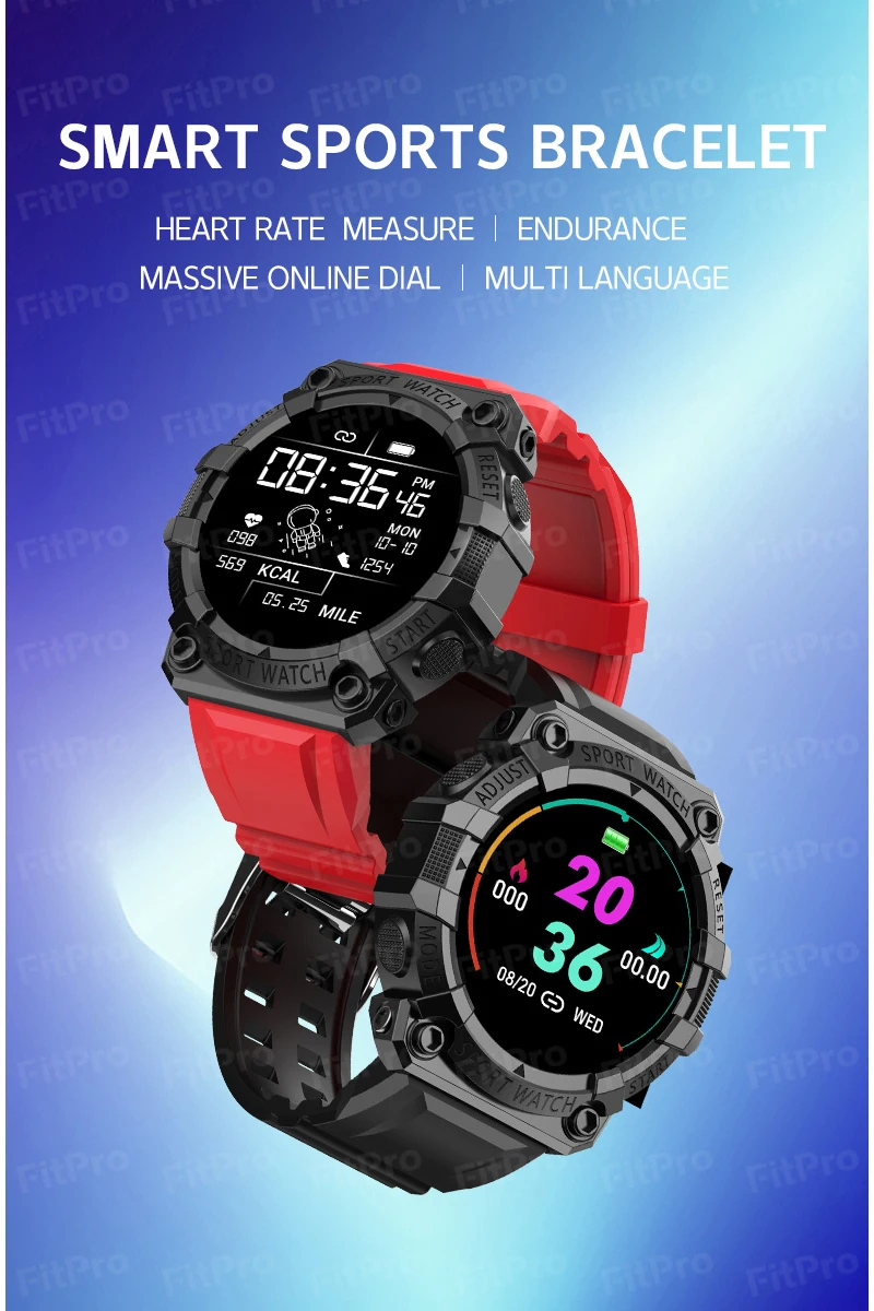 FD68 Smartwatch With Blood Pressure Monitoring For Android Waterproof Round Touch Screen Multi Functional Sports Wristband