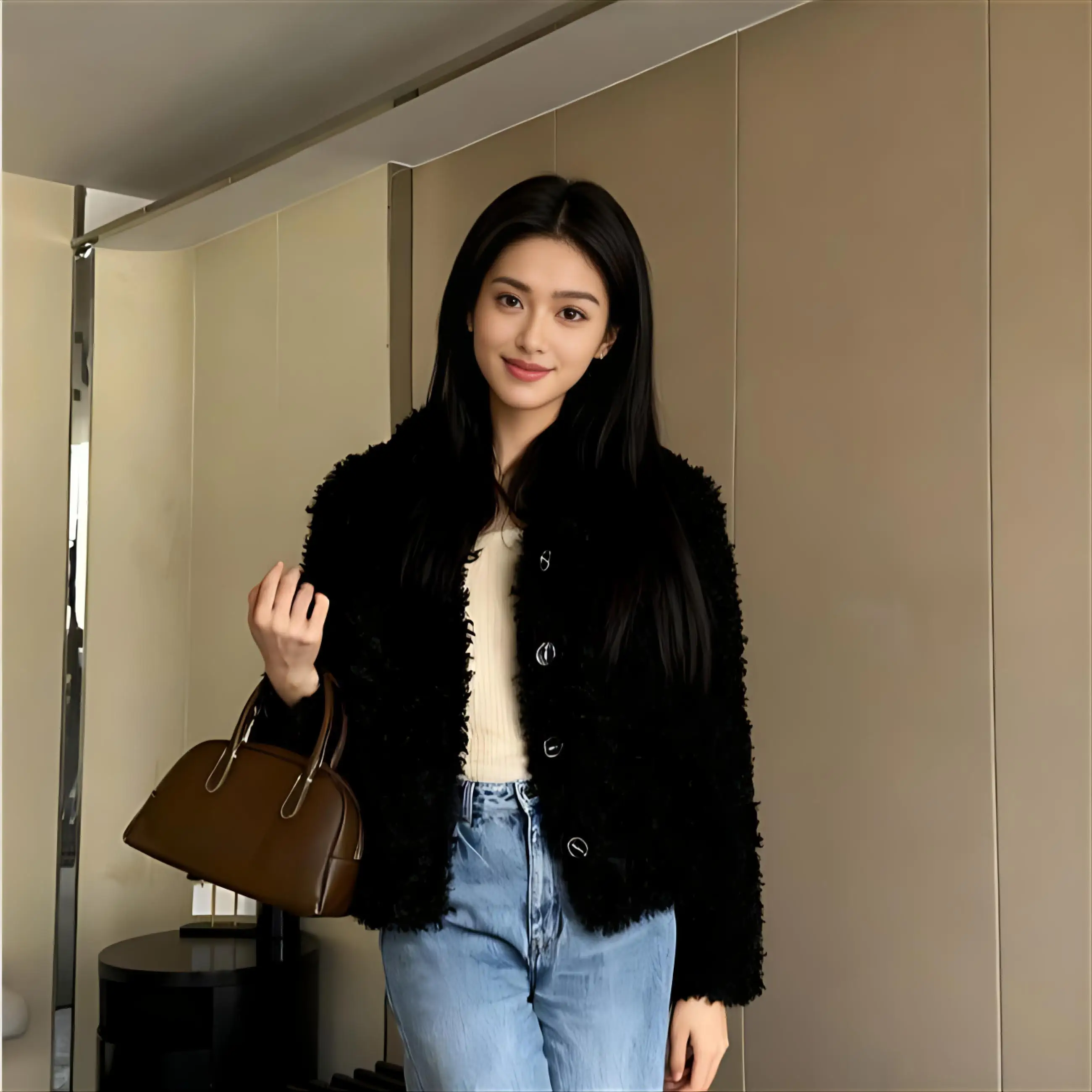 معاطف فرو المنك الصناعي للسيدات ربيعية رفيعة وعادية يومية بسيطة موضة نظيفة طبيعية كاجوال أساسية ناعمة خفيفة أنثوية للسيدات الشابات