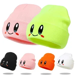 Anime Student Autumn and Winter Wool Hat Cartoon Cute Smiley Eye Pattern Embroidery Knitted Warm Hat Childrens Hip-hop Hat