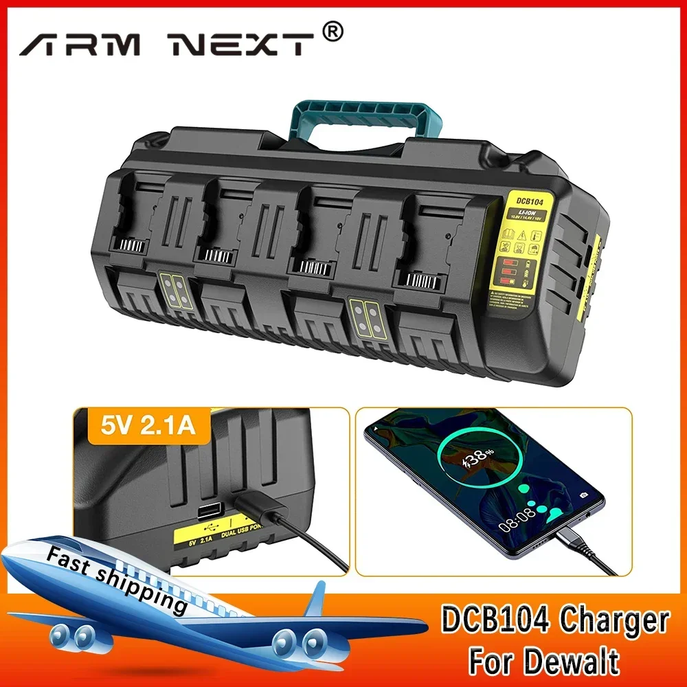 

DCB104 Charger Rapid Optimum 4 Port 3A Chargin Current For Dewalt 10.8V 14.4V 18V 20V Flex Volt Lithium Battery DCB112 DCB115