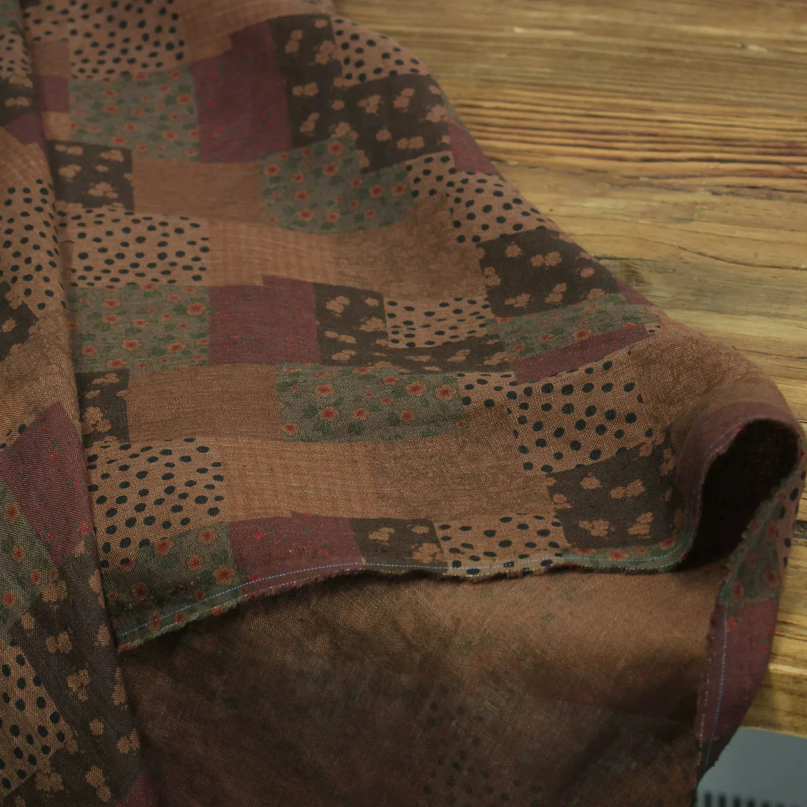 

1yard Washed pure linen fabrics for clothing Unique printing telas one-piece dress cheongsam shirt sewing fabric
