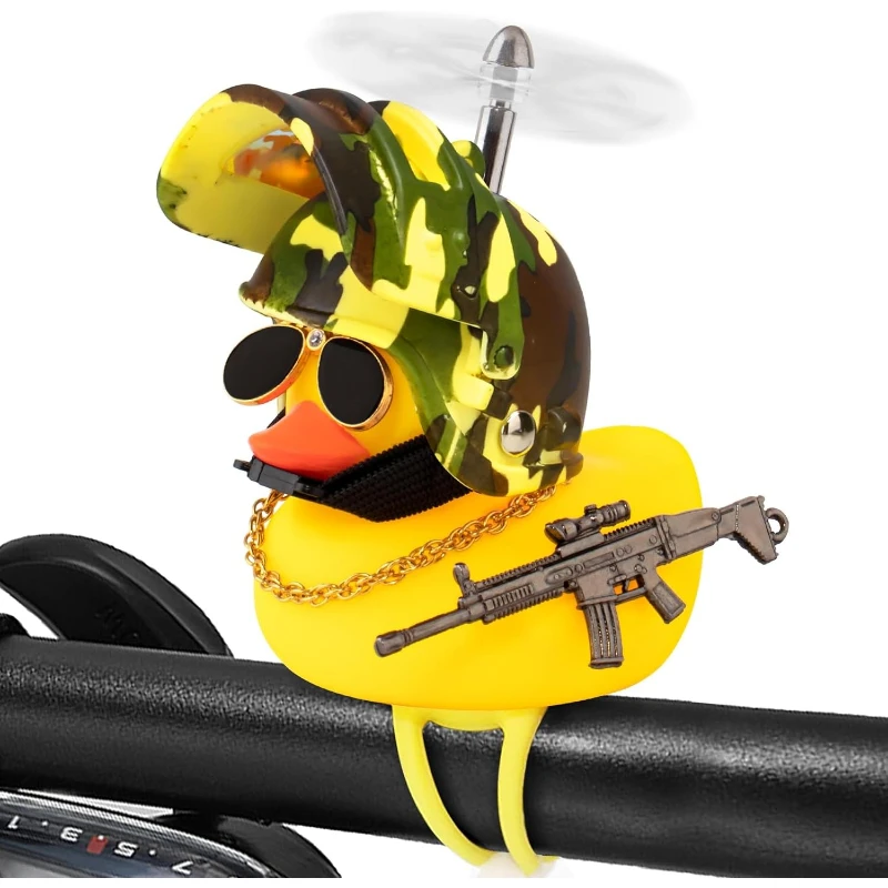 

Bike Bell Squeeze Rubber Duck with Helmet for Cycling Car Dashboard Decorations Ducks Motorcycle Bicycle Accessories