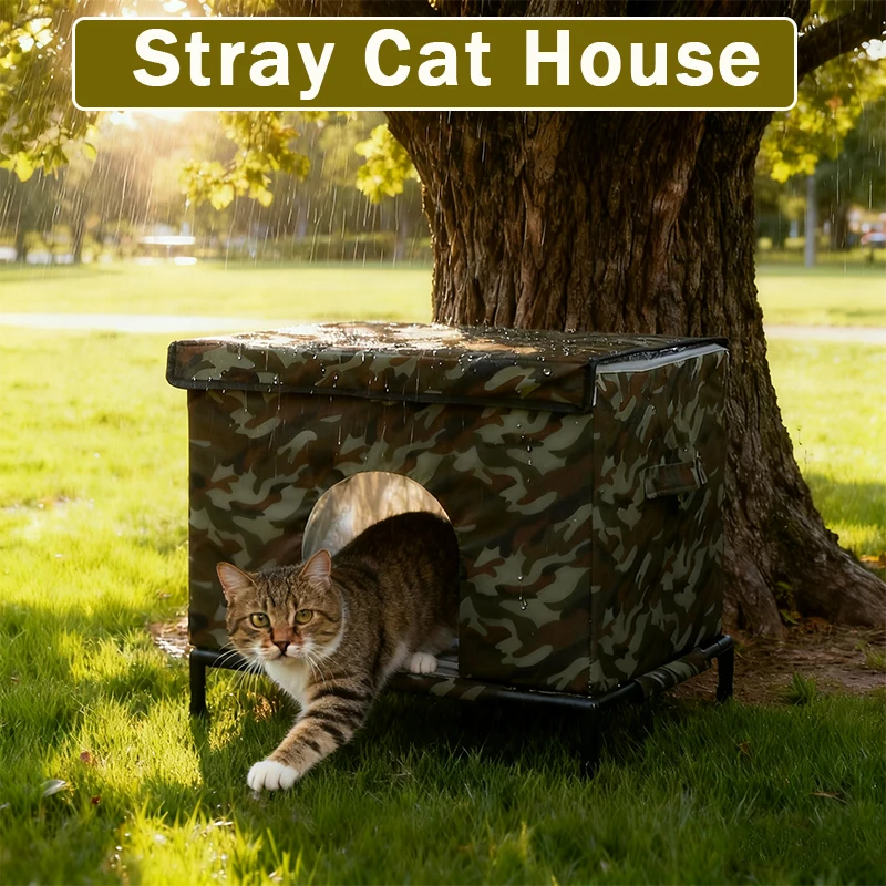 

1PC Spacious Outdoor Cat Shelter/Stray Cat House,Designed To Withstand Wind and Cold, Featuring A Foldable Oxford Cloth Design