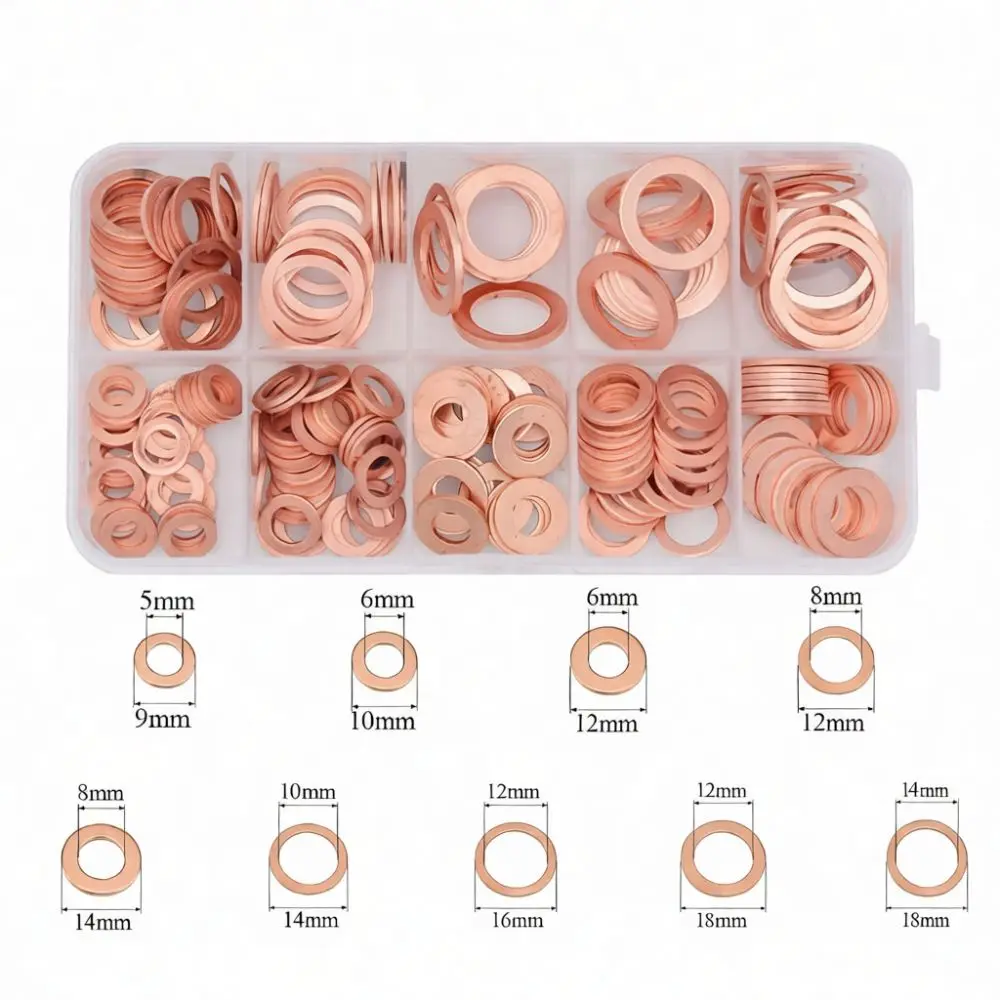 Metric Copper Flat Washers M5 Seal Gaskets Hardware Metal Fasteners For Repair Projects Industrial Machinery Fittings